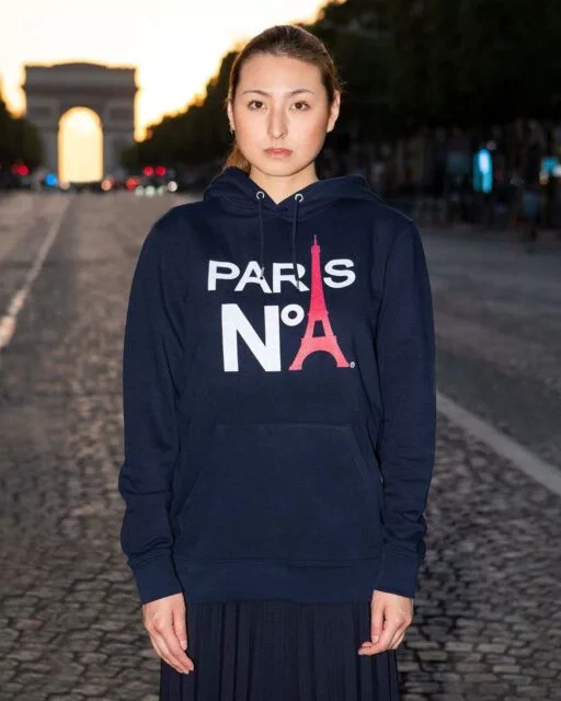 NAVY HOODIE PRINTED FACE LOGO PARIS N°1 BICOLOUR