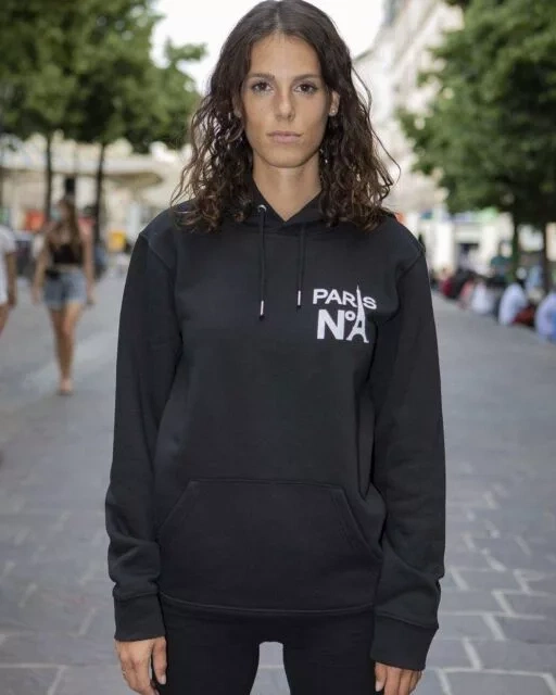 SWEAT À CAPUCHE NOIR IMPRIMÉ CC LOGO PARIS N°1 BLANC