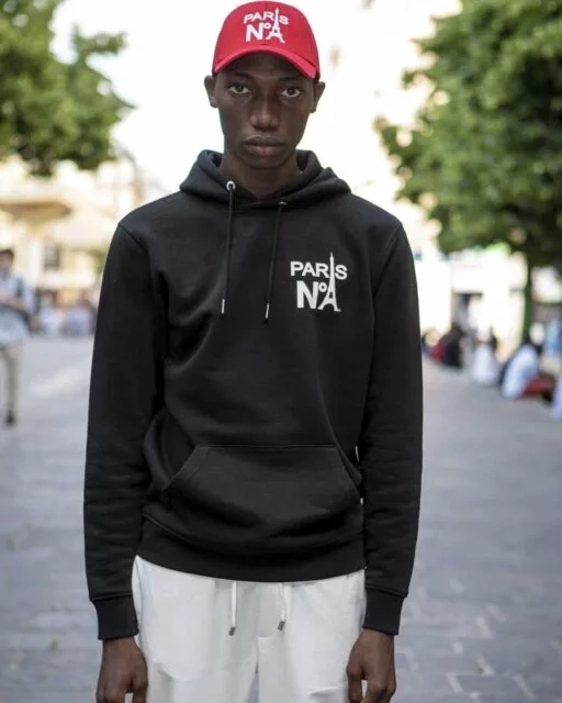 BLACK HOODIE PRINTED HS LOGO PARIS N°1 WHITE