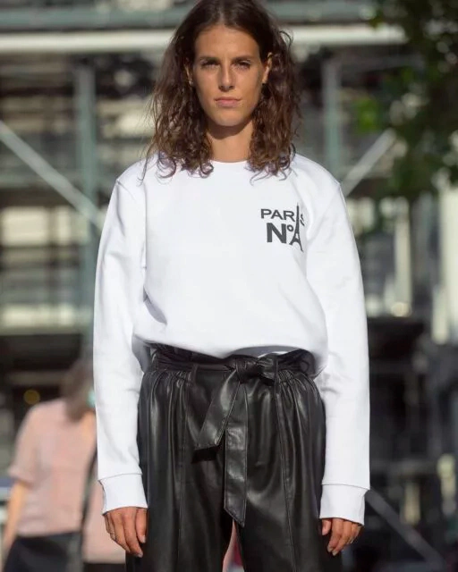 SWEAT COL ROND BLANC IMPRIMÉ CC LOGO PARIS N°1 NOIR