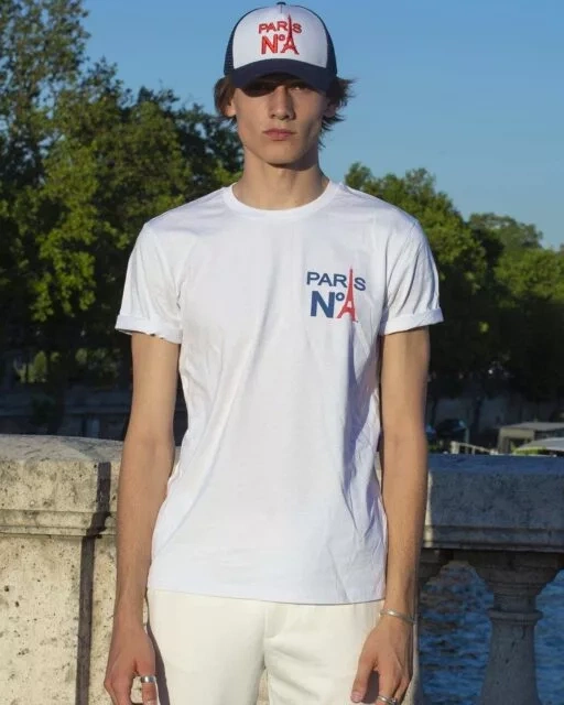 T-SHIRT COL ROND BLANC IMPRIMÉ CC LOGO PARIS N°1 BICOLORE