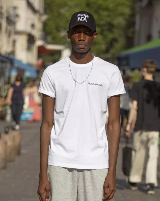 T-SHIRT COL ROND BLANC IMPRIMÉ CC LOGO PL'AD PARIS SIGN NOIR