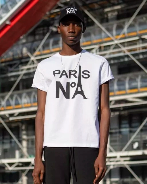 T-SHIRT COL ROND BLANC IMPRIMÉ FACE LOGO PARIS N°1 NOIR