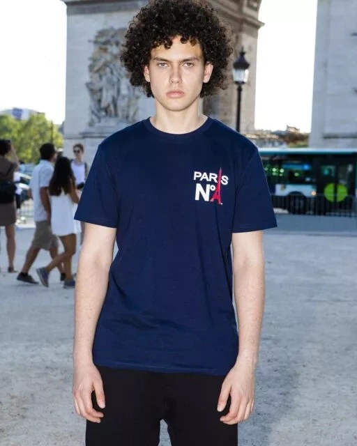 T-SHIRT COL ROND MARINE IMPRIMÉ CC LOGO PARIS N°1 BICOLORE