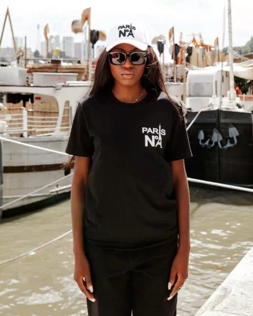 T-SHIRT ROUND NECK BLACK PRINTED CC LOGO PARIS N°1 WHITE