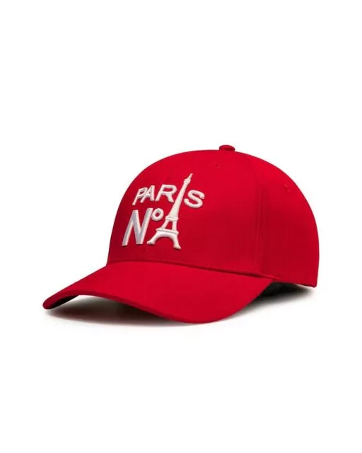 CASQUETTE BASEBALL PL'AD PARIS ROUGE/BRODÉE PARIS N°1 BLANC